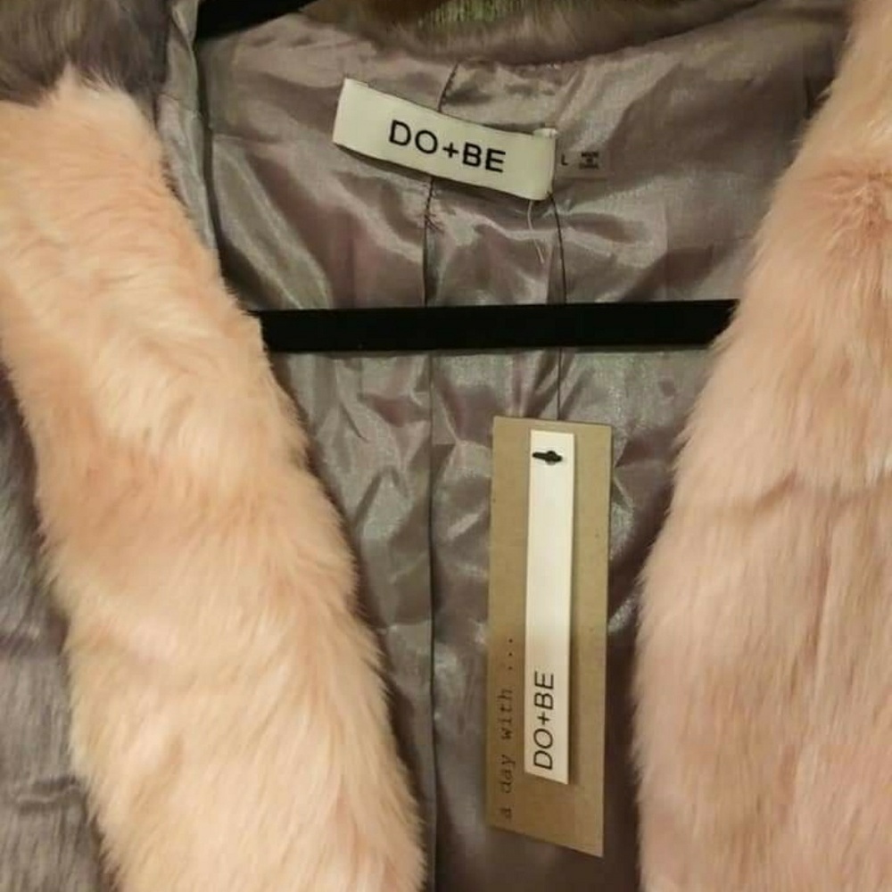 Gray Pink Faux Fur Jacket - Picture 4 of 5
